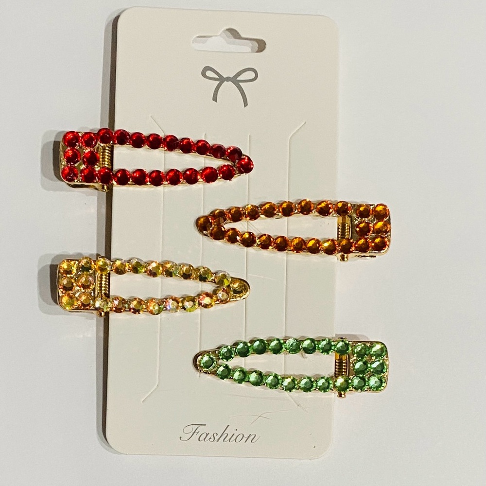 Colorful Rhinestone Snap Hair Clips (Set of 11)
